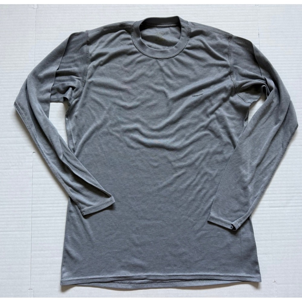 Patagonia Midweight Capilene Long Sleeve Crew Neck Shirt Large Grey #44201